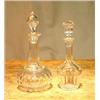 Image 1 : 2 decanters with cut glass decor. H 28 and 25 cm. NOK 500,-...