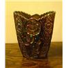 Image 1 : Vase of luster glass with geometric and flower decor. H 20 cm. NOK 400,-...