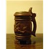 Image 1 : Old beer tankard, carved with gnoms. Height 18,5 cm. NOK 2500-3000,-...
