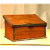 Image 1 : School box, secretaire from North Trondelag, Norway. Red and blue original paint. Text: IMCDL 18...