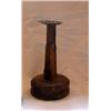 Image 1 : 1800th century candlestick of wood with tin top. Height 19,5 cm. NOK 2000-2500,-. Starts at 1500...