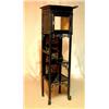 Image 1 : Japanese shelf in black laquered wood with carve front pieces. Marked 1898 in the top. NOK 3000-...