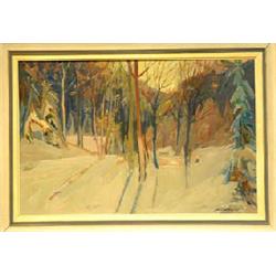 Fine art - oil painting - Arne Rockseth, Winter day in the woods, 1954, signed Arne Rockseth, 38...