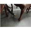 Image 2 : Beautiful Mahogany/Brass Claw Foot Dining Table w/Leaf, 6 Chairs & Hutch