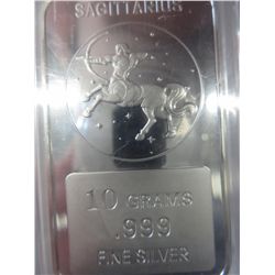 Sagittarius .999 Solid Silver art bar