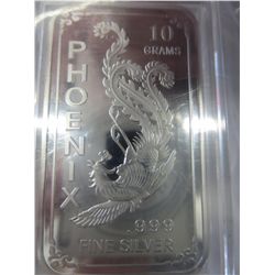 Phoenix Motif .999 Solid Silver art bar