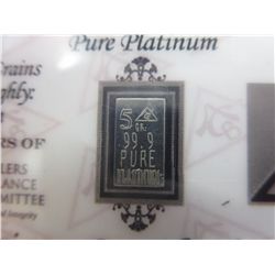 2012 Certified .999 Solid Platinum Bullion bar