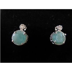 New sterling silver Diamond & Emerald earrings