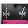 Image 1 : French hook dragonfly fire opal earrings, New