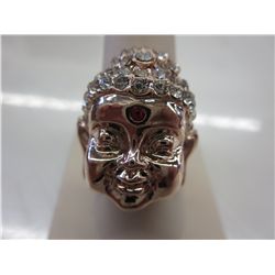 Gold clad crystal Buddha ring