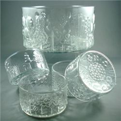 1963 Iittala Nuutajarvi "Flora"  - 5 Bowl Set