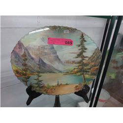 Vintage-  Mountain scene, reverse painted on glass