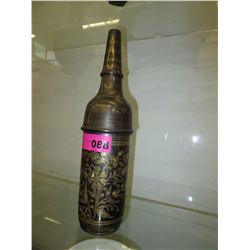Persian metal decanter, blackened brass