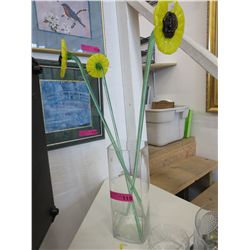Glass sunflowers in vase