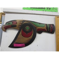 Carved First Nations eagle wall plaque