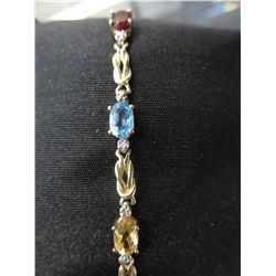 Multi-gemstone & diamond line bracelet