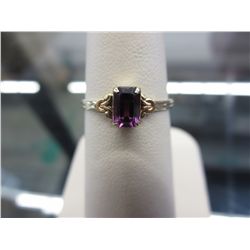 Ladies Amethyst ring, 0.55CT emerald cut amethyst