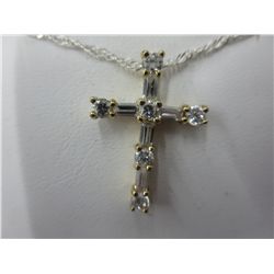 Cross-style pendant & sterling silver chain