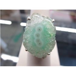 Watermelon Agate ring, sterling silver setting
