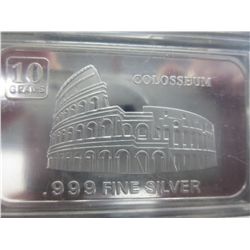 Silver Bar, Colosseum design, 10 grams