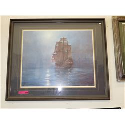 Framed ship print "Crescent Moon" by Montag Dawson