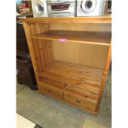 Wooden entertainment cabinet with drawers