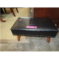 Vintage leather top footstool. 11" x 18" x 10"