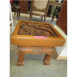 Wood table with 3-D carving in the top