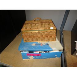 Vintage sewing basket and accessories