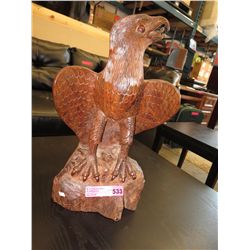 Carved wood eaglet statue. 19" x 11" x 9"