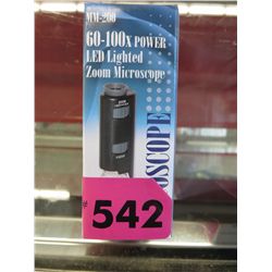LED lighted zoom microscope- 60-100x power