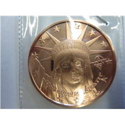 1 oz. .999 copper bullion Liberty round.