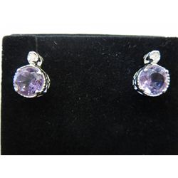 Amethyst & diamond stud earrings.