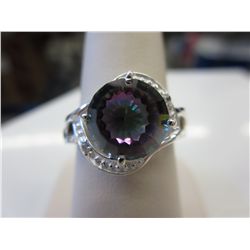Mystic topaz gemstone ring in silver
