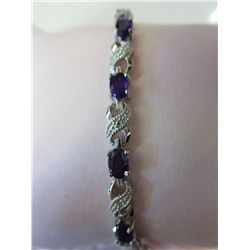 Ladies amethyst & diamond tennis bracelet