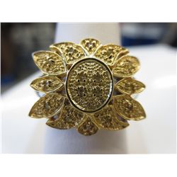 Yellow diamond .19 carat cluster ring.