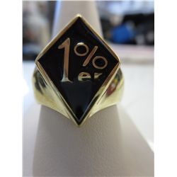 Man's solid bronze 1 percenter ring