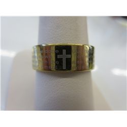 New man's ring with cross & Lord's Prayer