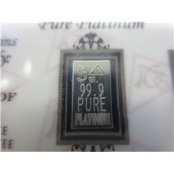Certified .999 platinum bullion US mint bar