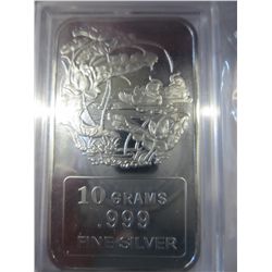 .999 Solid Silver "Asian Garden" motif art bar