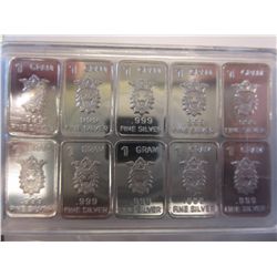 10 x .999 Solid Silver US Scottsdale lion head bar