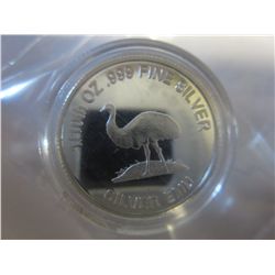 .999 Solid Silver "Emu" Australian mint round