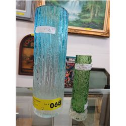 2 Vintage glass vases - One is Whitefriars