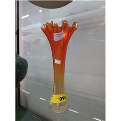 Vintage Carnival glass vase with fluted edges