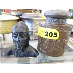 Coal carving of a Native bust 4" tall