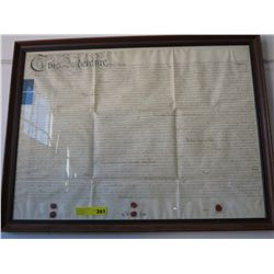 Framed document with seals & signatures