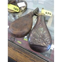 2 Vintage powder flasks