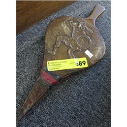 Vintage bellows with embossed copper plaque