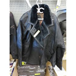 Black leather coat, size L