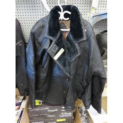 Black leather coat, size M